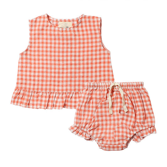 Coral Plaid Aria Gingham Set