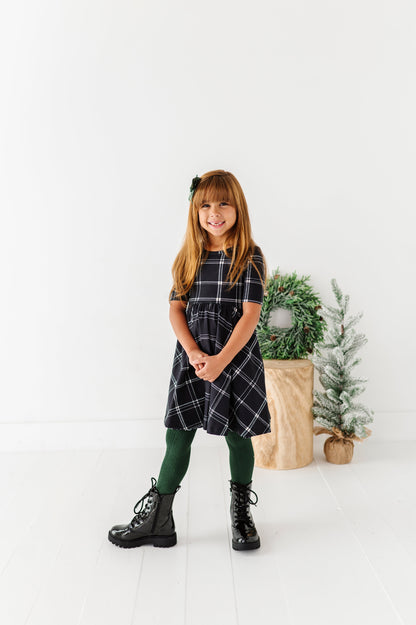 Black Plaid | Scoop Back Dress