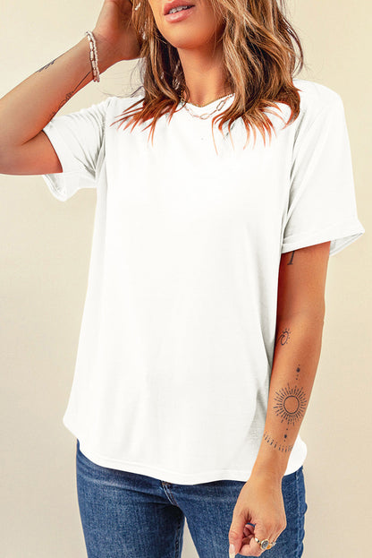 Solid Short Sleeve Crew Neck Tee