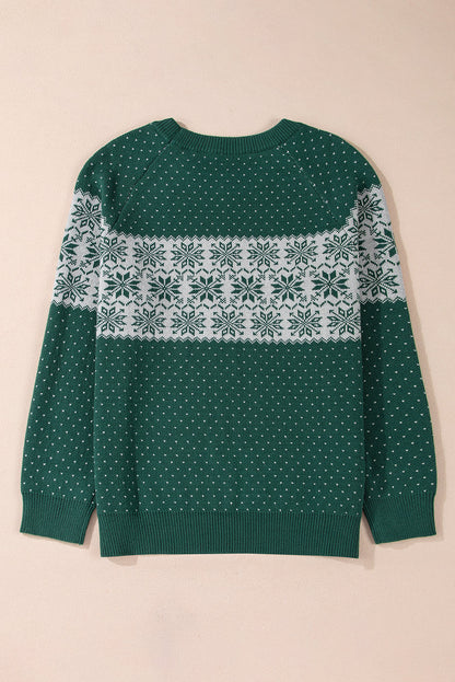 Plus Size Christmas Snowflake Crewneck Sweater