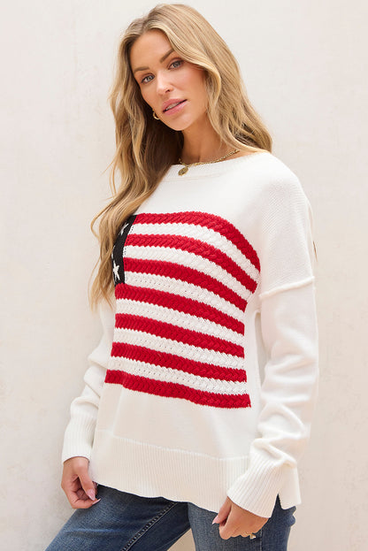 Lakelyn American Flag Sweater - Aaria Tees