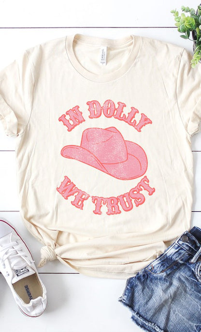 Retro In Dolly We Trust Hat Graphic Tee PLUS - Aaria Tees