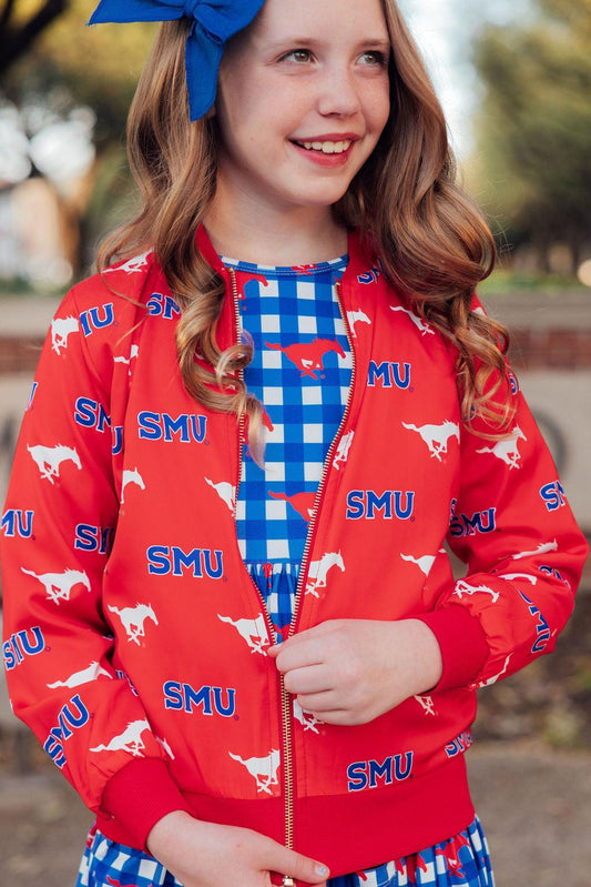 SMU Red Mustang Satin Jacket