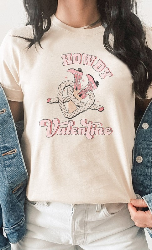 Howdy Valentine Cowboy Boots Graphic Tee - Aaria Tees Aaria Tees