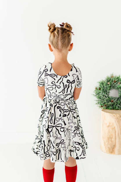 Cream Preppy Bow | Collard Twirl Dress