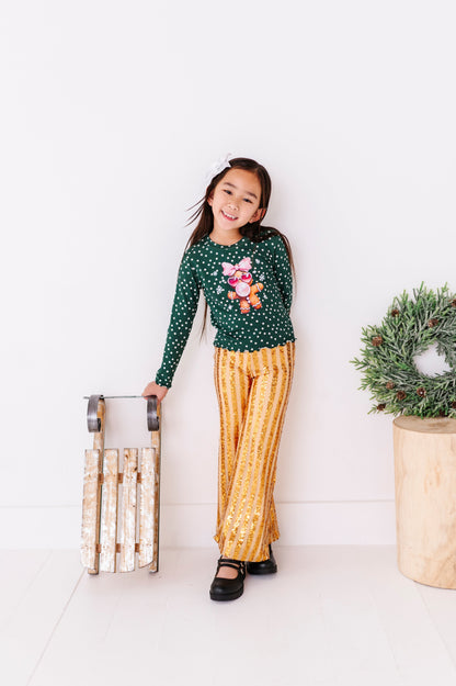 Gold Sequin Stripe | Wide-Leg Pants