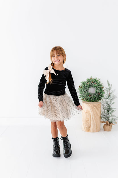 Black Velvet | Bow Back Long Sleeve Top