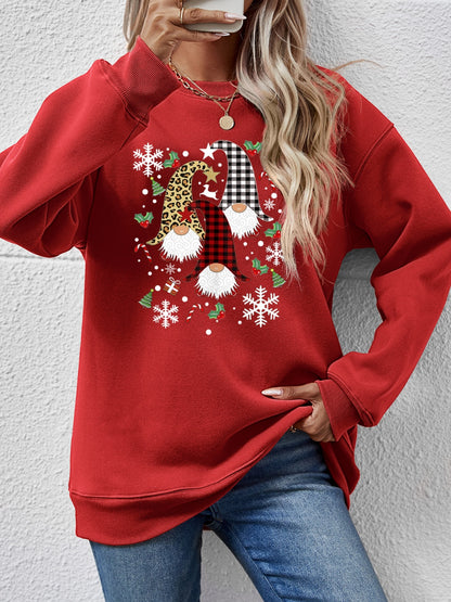 Faceless Gnomes Graphic Drop Shoulder Sweatshirt - Aaria Tees