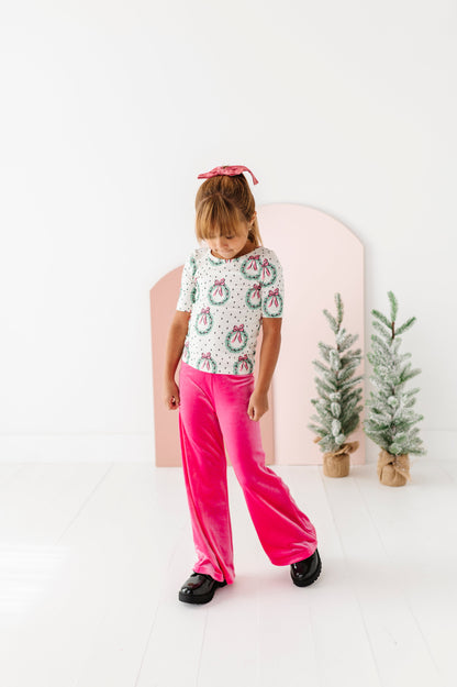 Hot Pink Velvet | Wide-Leg Pants