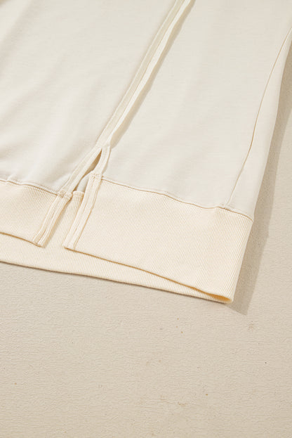 Beige Plus Size Multicolor Plaid Patchwork Sleeve Pullover Top