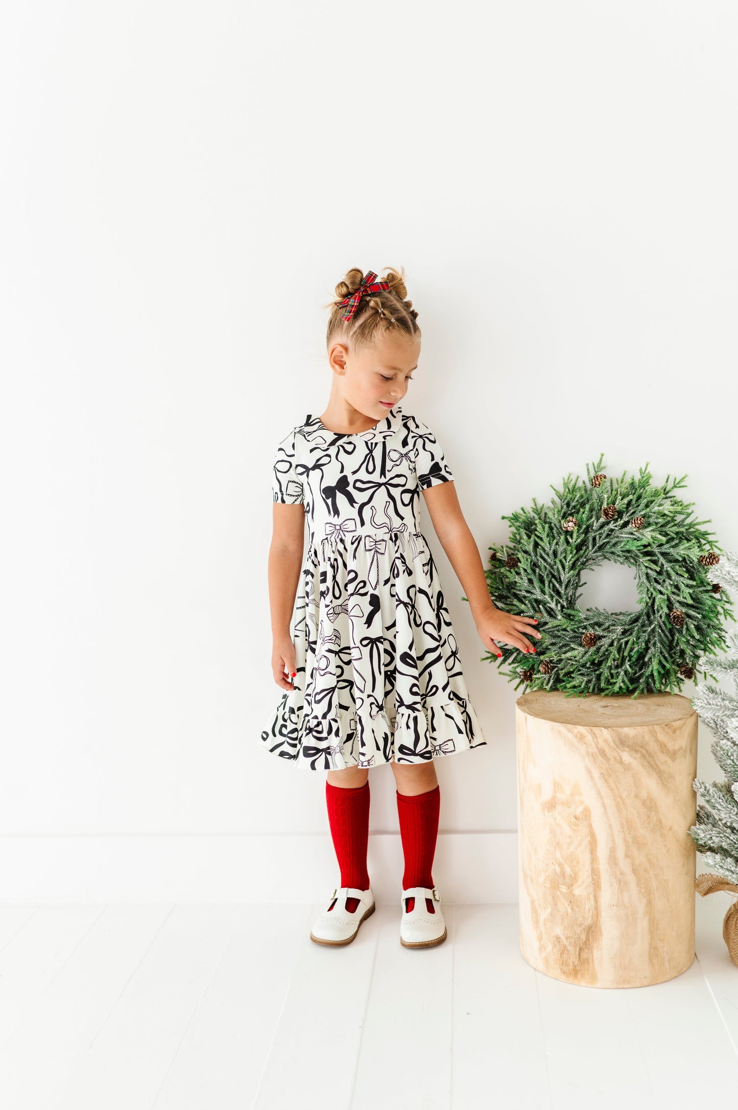 Cream Preppy Bow | Collard Twirl Dress