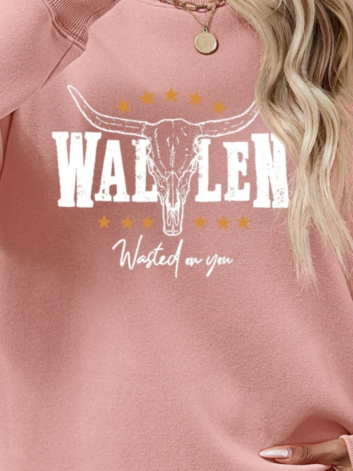 Graphic Round Neck Dropped Shoulder Sweatshirt - Aaria Tees