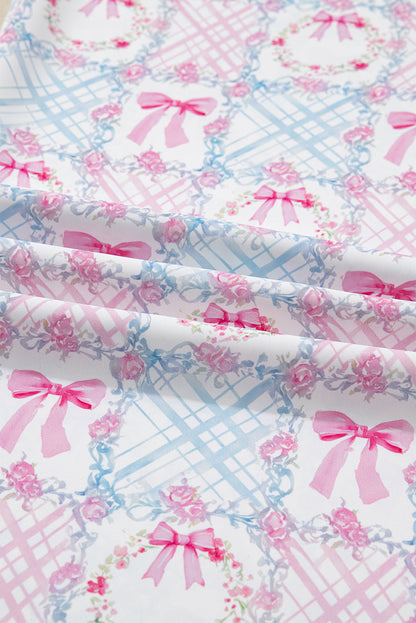 Christmas Bow Wreath Ruffle Pajama Set