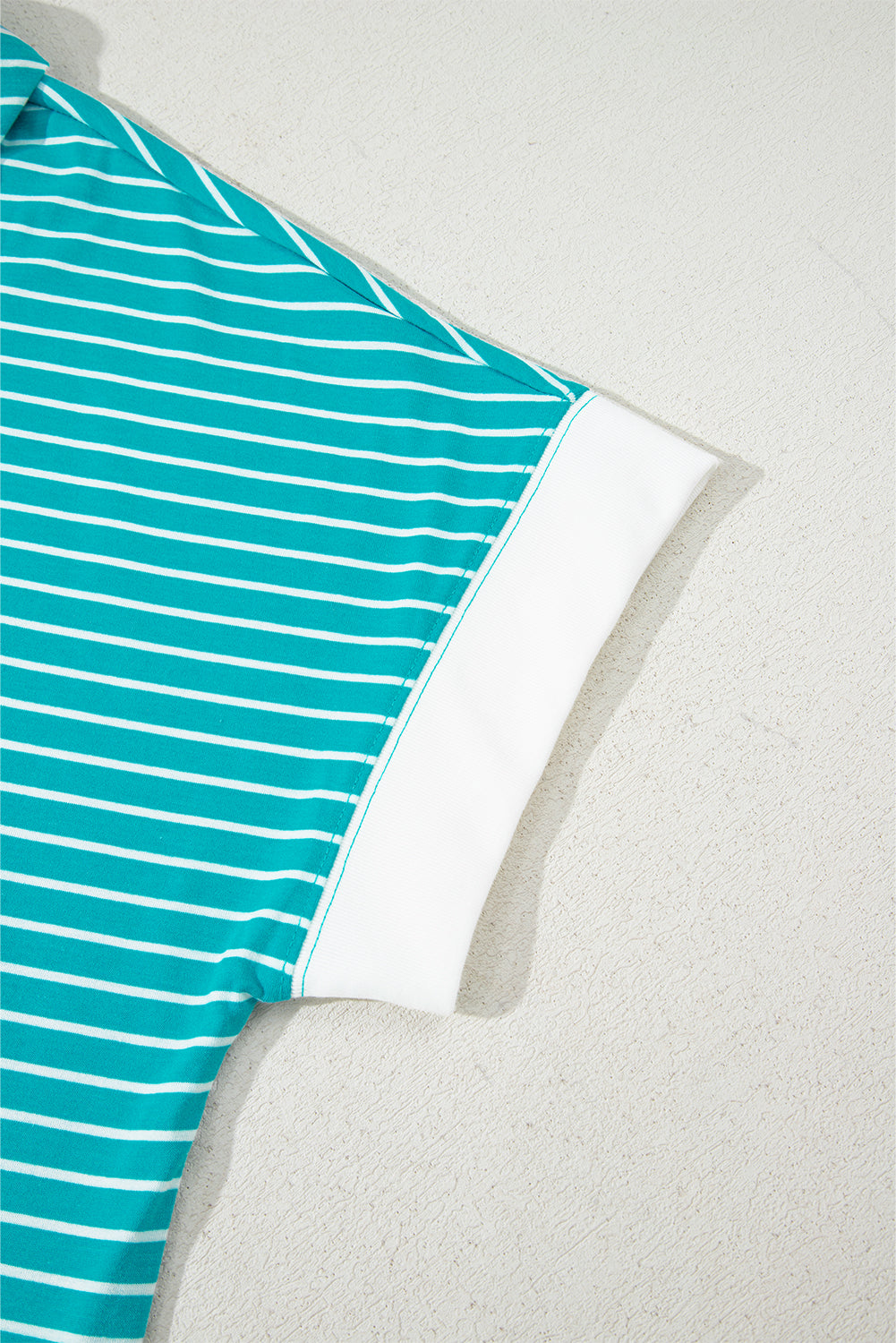 Sky Blue Stripe V Neck Tee and Casual Short Set