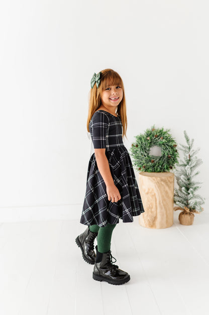Black Plaid | Scoop Back Dress