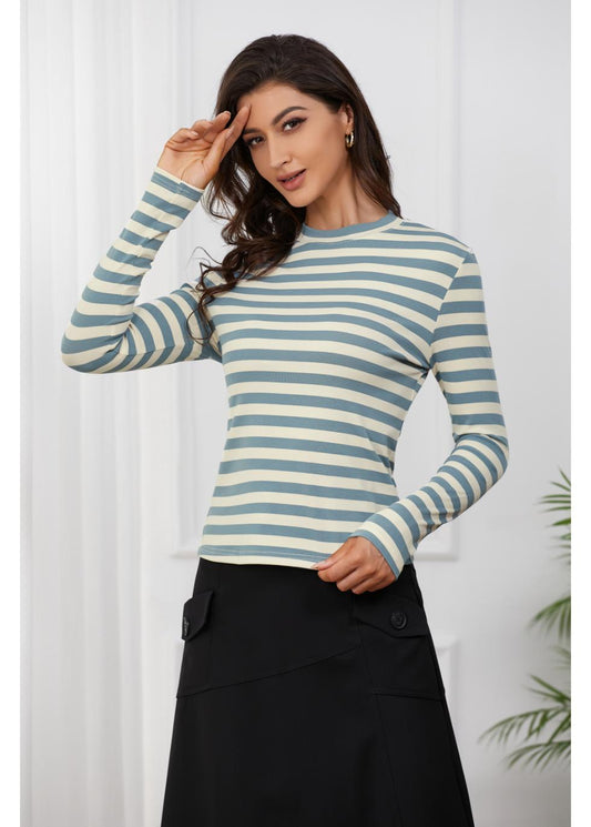 Blue & White Striped T-Shirt - Aaria Tees
