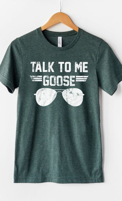 Talk to Me Goose White Ink Graphic Tee - Aaria Tees