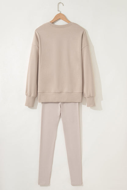 Solid Side Slit Sweatshirt and Leggings Set