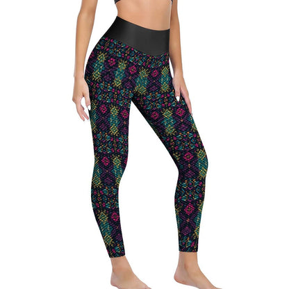 Munsieur Design Custom Printed Honeycomb Textured Yoga Leggings for Women
