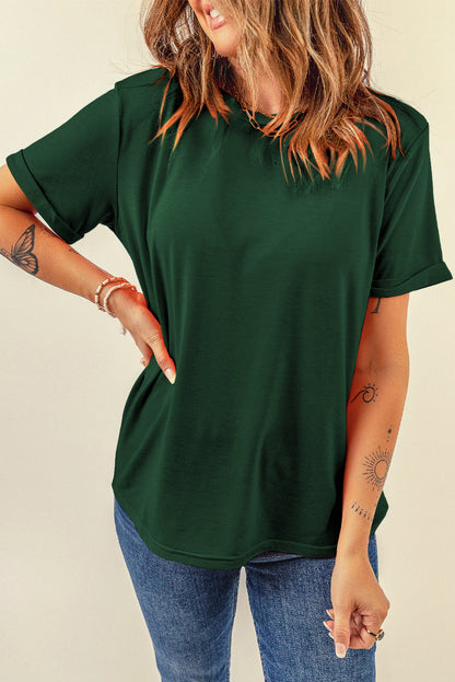Solid Short Sleeve Crew Neck Tee