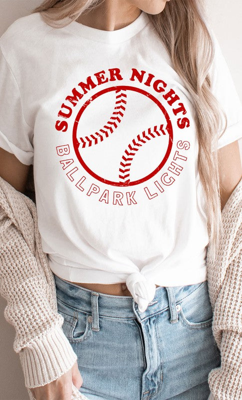 Summer Nights and Ballpark Lights Baseball Graphic - Aaria Tees