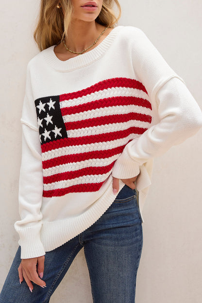 Lakelyn American Flag Sweater - Aaria Tees