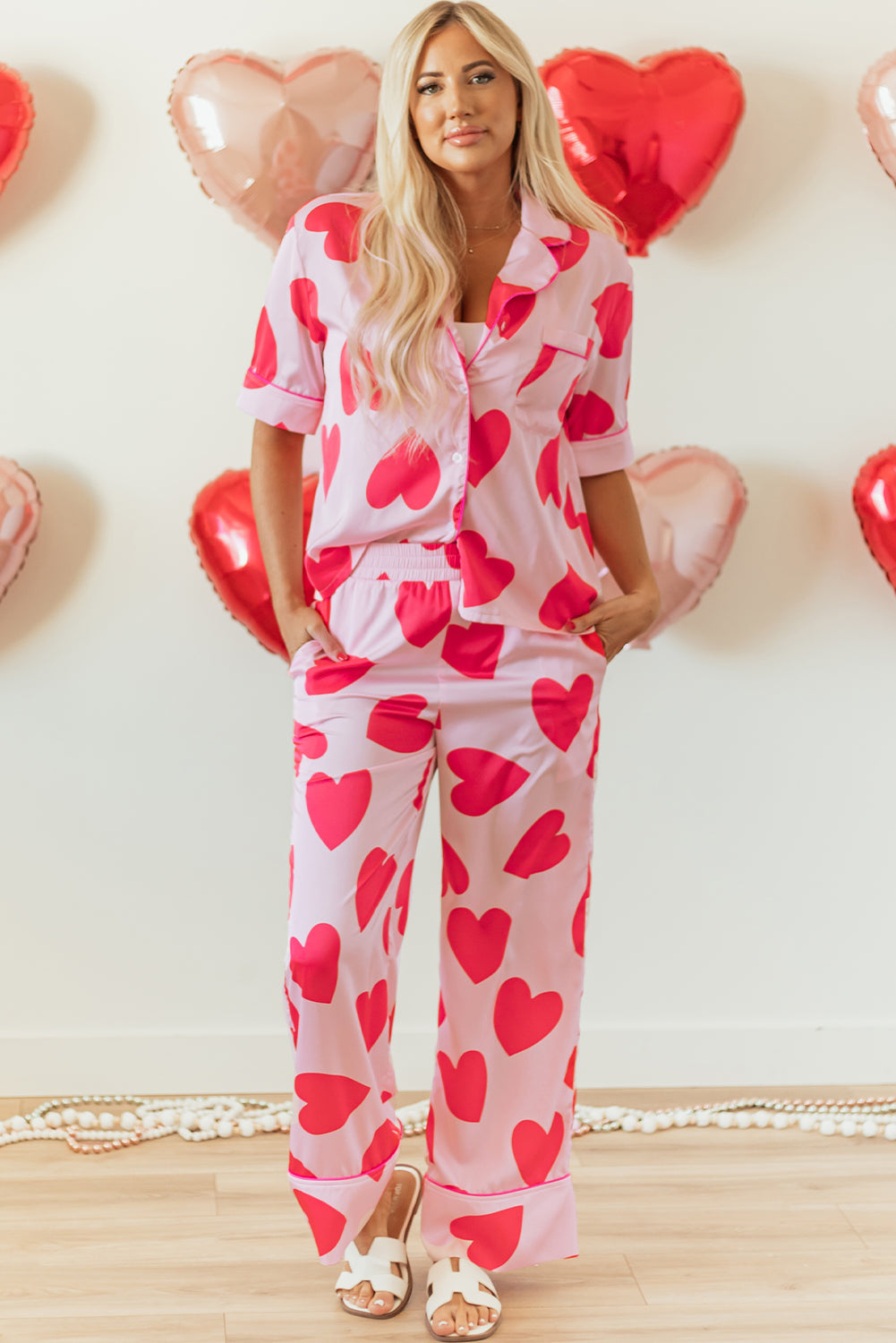 Valentines Short Sleeve Pants Pajamas Set Aaria Tees