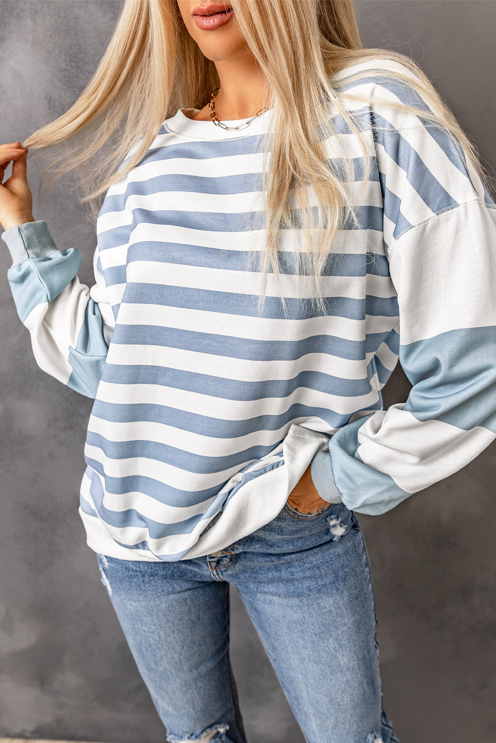 Elina Striped Pullover Sweatshirt - Aaria Tees