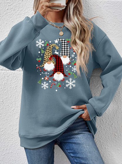Faceless Gnomes Graphic Drop Shoulder Sweatshirt - Aaria Tees
