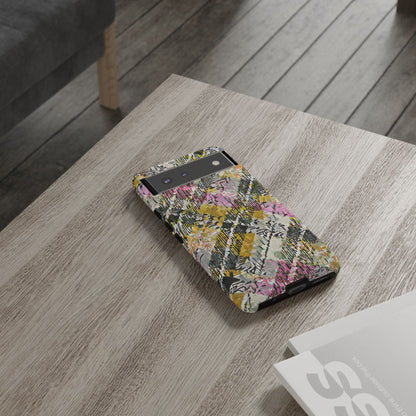 Purple Plaid Floral Artistic Tough Phone Case