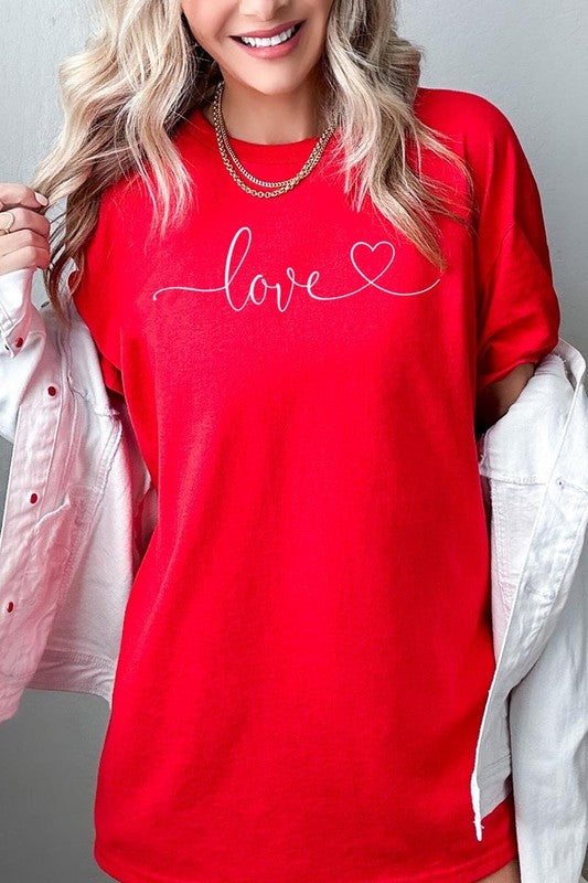 Love With Heart Graphic Plus Heavy Cotton Tee