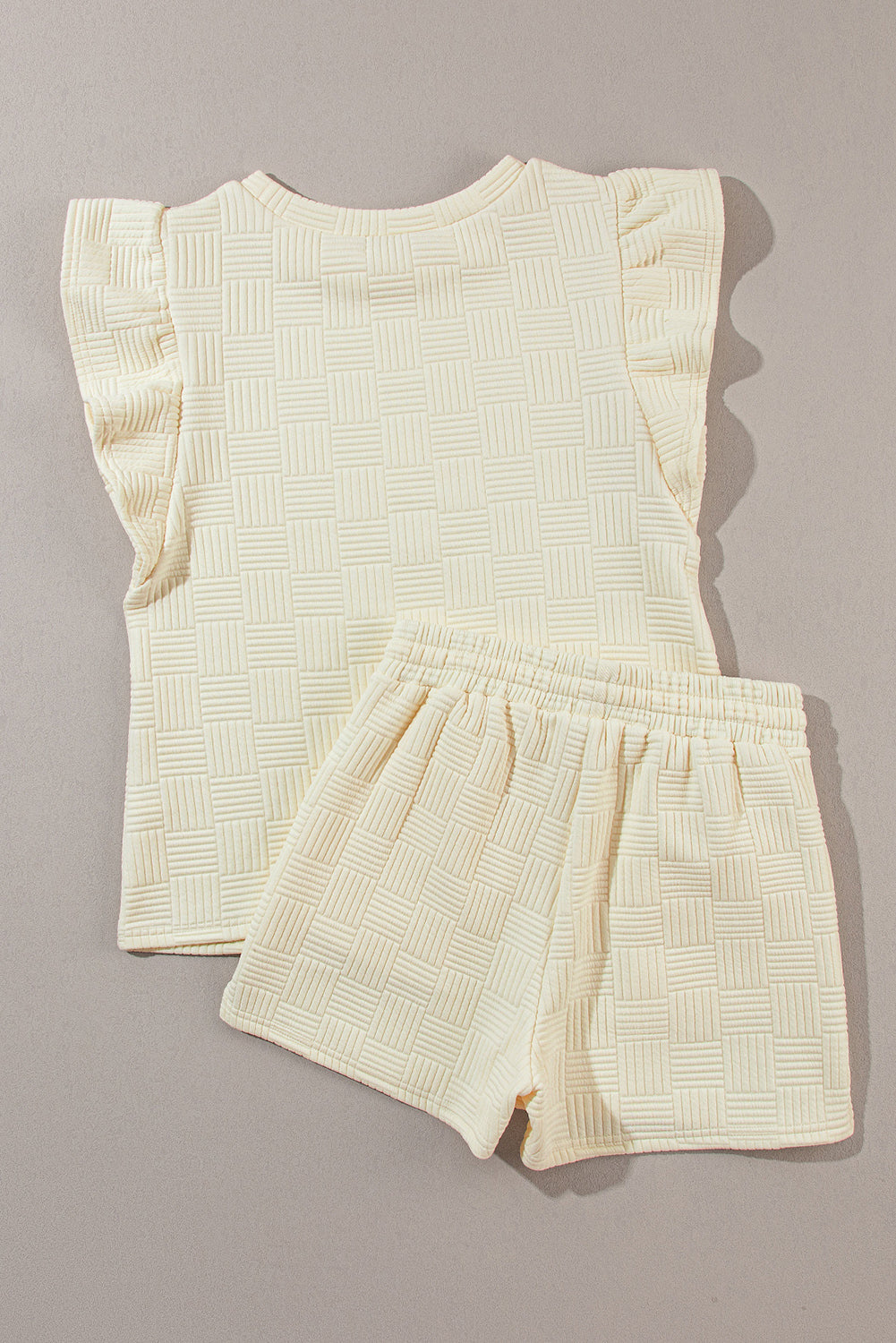 Pearl Textured Ruffled Sleeve Tee and Shorts Set