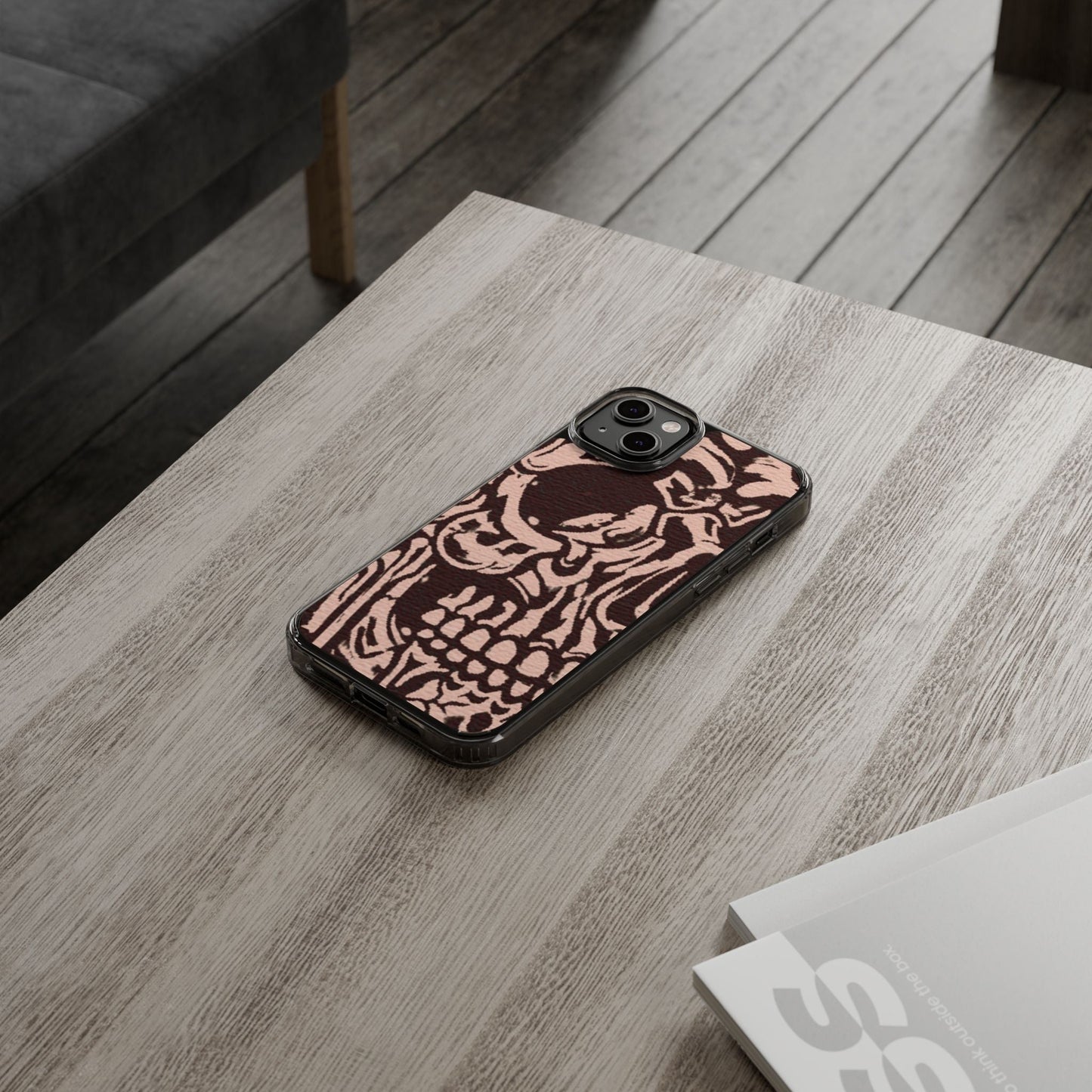Gothic Abstract Skull Clear Phone Case