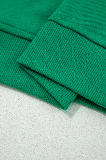 Dark Green Contrast Piping Crewneck Pullover Mini Skirt Set