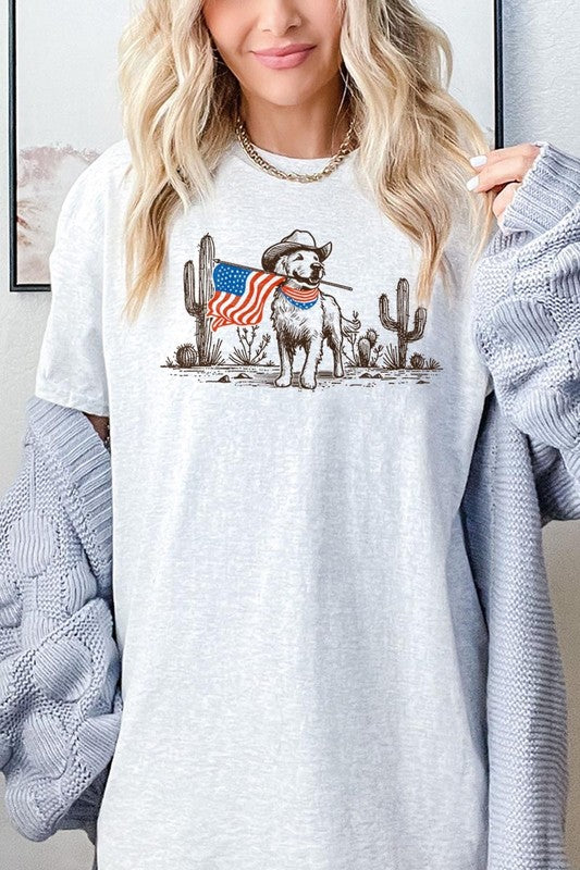 American Cowboy Dog Graphic Plus Heavy Cotton Tee