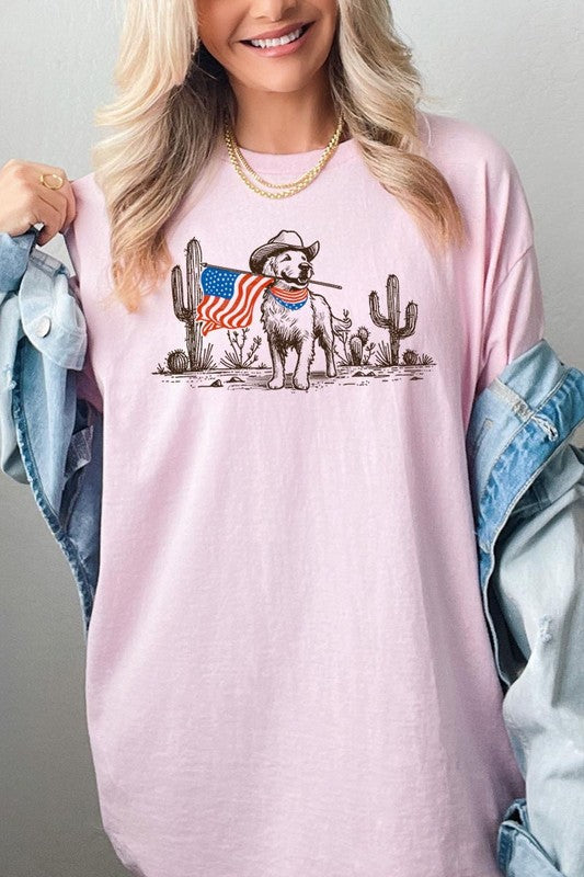 American Cowboy Dog Graphic Plus Heavy Cotton Tee