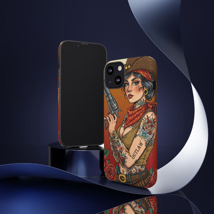 Vintage Western Tough Phone Case with Outlaw Design