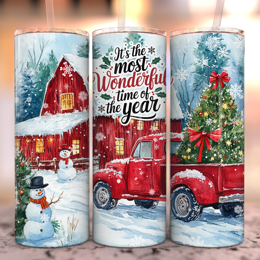 Rustic Holiday Barn 20oz Stainless Steel Tumbler