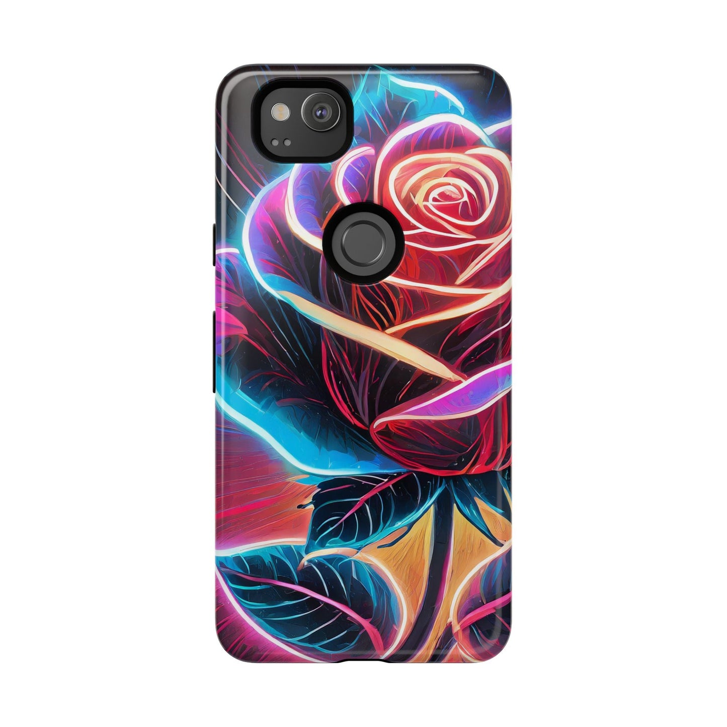 Artistic Neon Rose Tough Phone Case