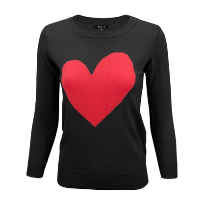 S/S Love Heart Crew-neck  12GG Pullover Sweater - Aaria Tees