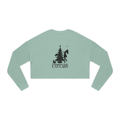 Christmas Lovin' Cat Lady Cropped Sweatshirt