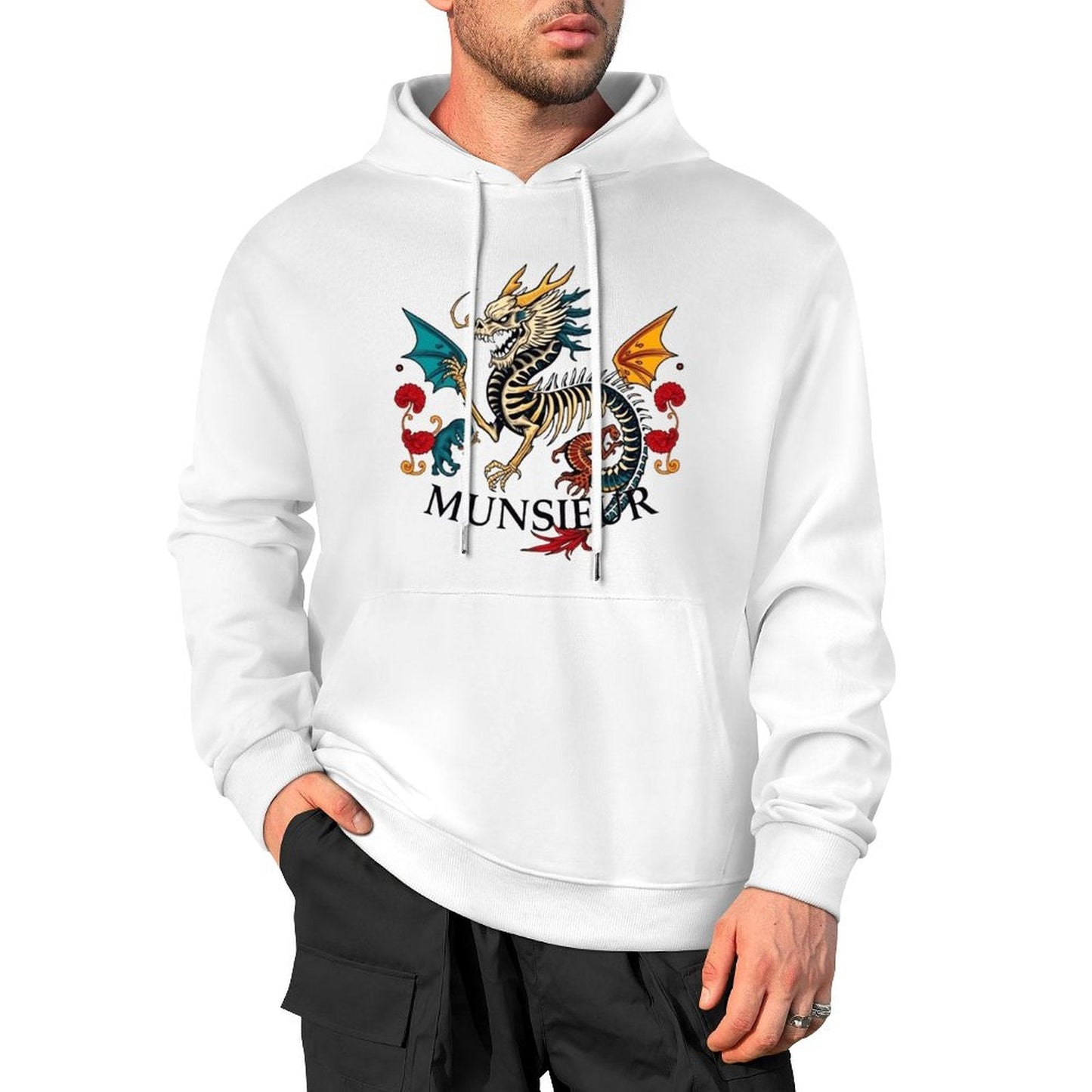 Munsieur Inferno Crest: Dragon Hoodie for Men