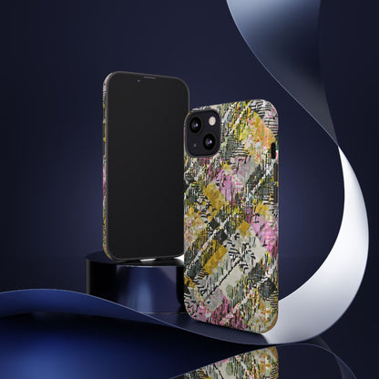 Purple Plaid Floral Artistic Tough Phone Case