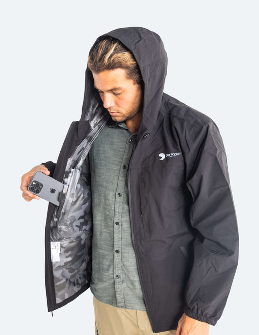 Black Fin - Waterproof Pocket Rain Jacket Aaria Tees
