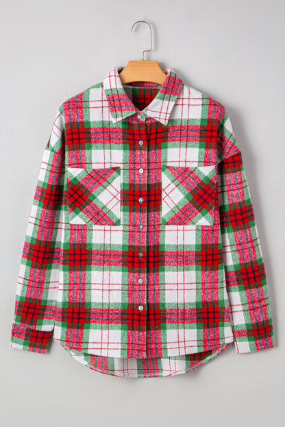 Plaid Flannel Buttoned Christmas Shacket