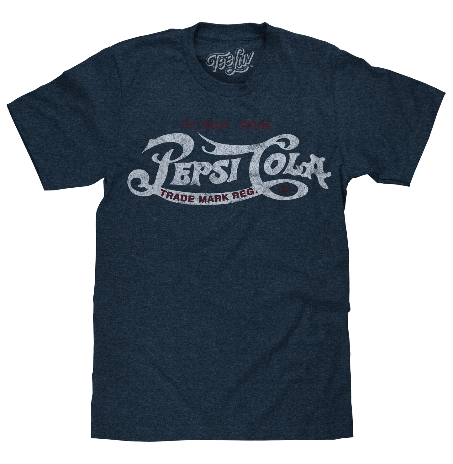 Get Busy, Drink Pepsi Cola Classic Logo T-Shirt - Navy