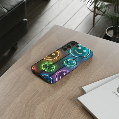 Colorful Neon Smiley Face Phone Case - Tough & Stylish Protection