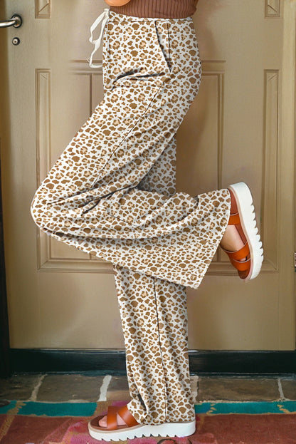 Leopard Drawstring Elastic Waist Pants