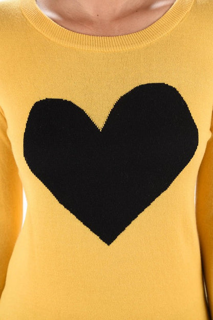 S/S Love Heart Crew-neck  12GG Pullover Sweater - Aaria Tees