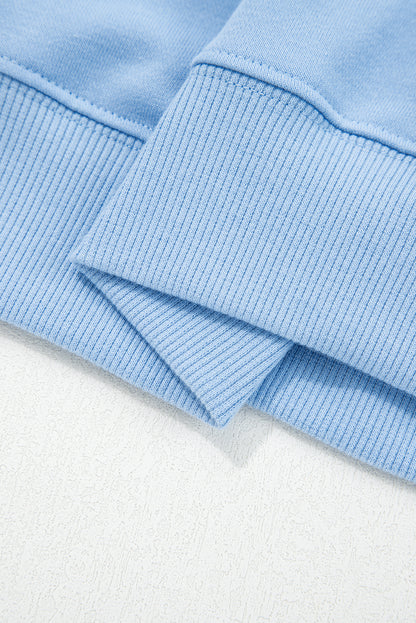 Beau Blue Floral Patchwork Drop Shoulder Pullover and Sweatpants Lounge Set